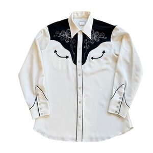 Vintage H Bar C California Ranchwear Western Pearl Snap Shirt Floral Embroidered